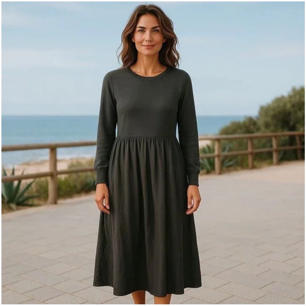 Sundance Jillian Mixed Media Wool and Silk Midi Sweater Dress Size Medium - Picture 4 of 11